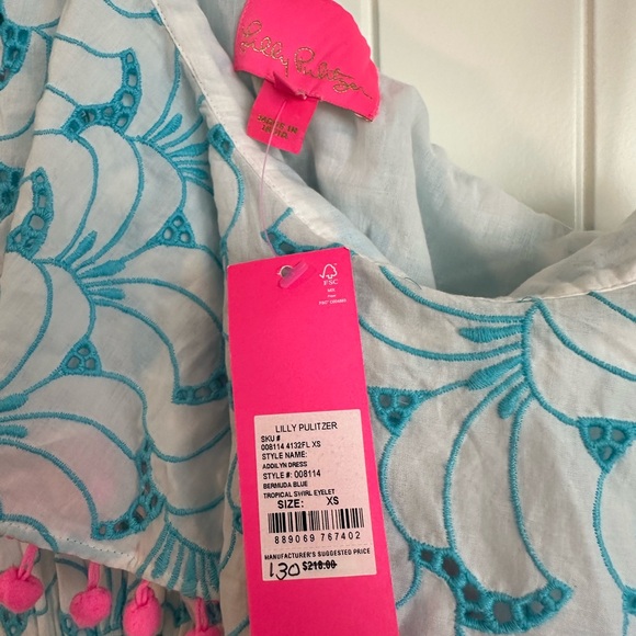 Blue and White NOT A KIDS Dress with Pink Accents - Picture 5 of 7